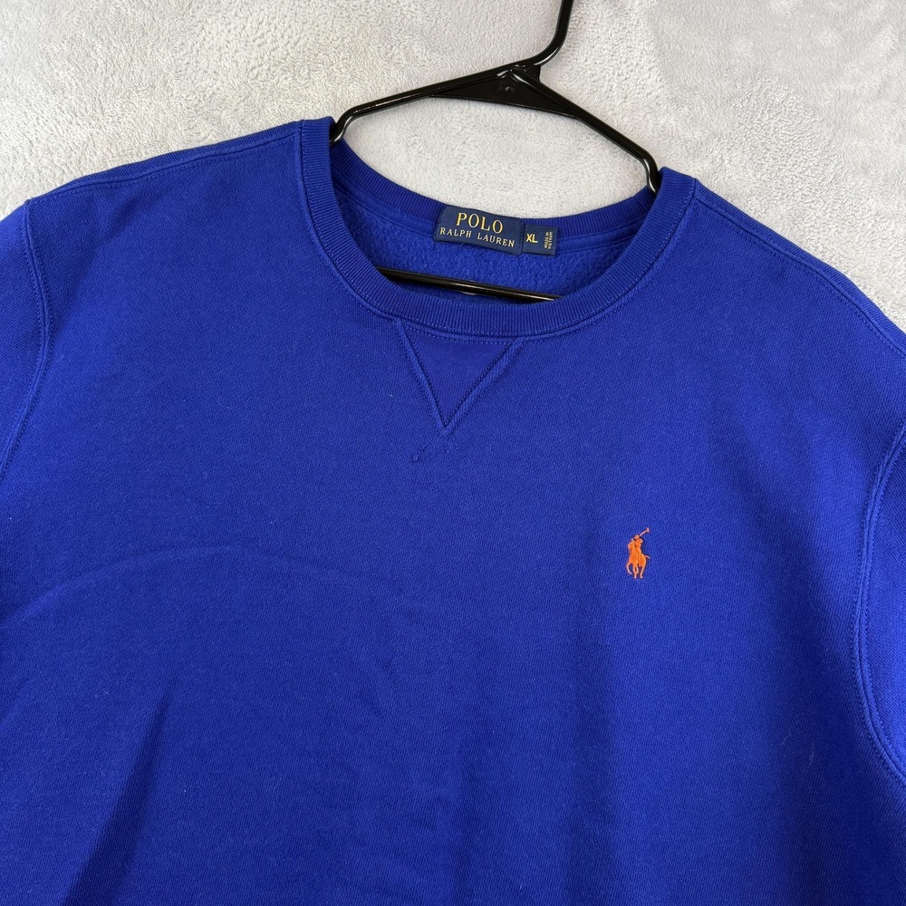 Polo Ralph Lauren Sweatshirt Mens XL Blue Fleece Crewneck Pullover Pony Logo